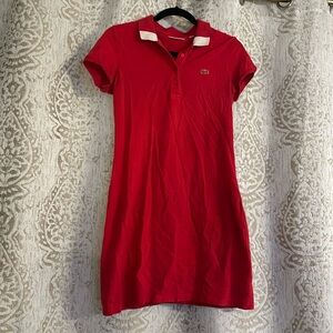 Lacoste Red Women’s Short Sleeve Slim Fit Stretch Pique Polo Dress | Size 34